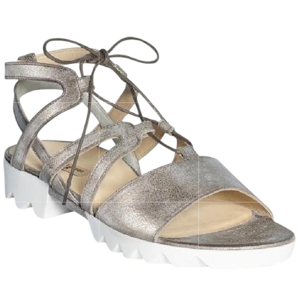 PAUL GREEN HILO SUPER SOFT LACE UP METALLIC SANDAL SIZE 7.5 - Picture 1 of 13